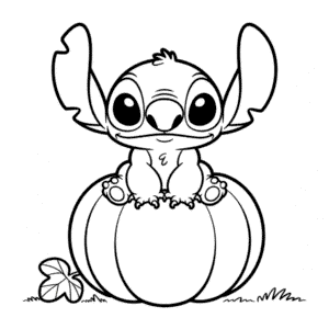 Dessin Facile Stitch sur une Citrouille