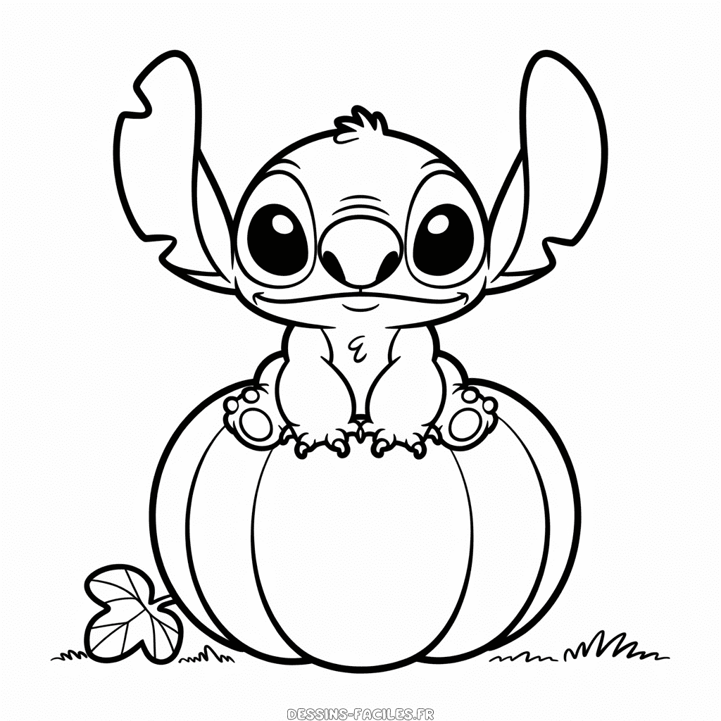 Dessin Facile Stitch sur une Citrouille